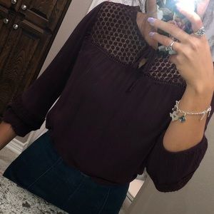 Burgundy lace blouse